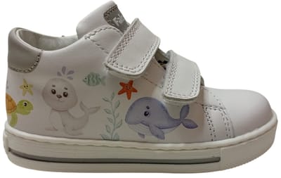 Falcotto - Mir - Mt 26 - velcro's lederen sneakers - zeedieren - wit