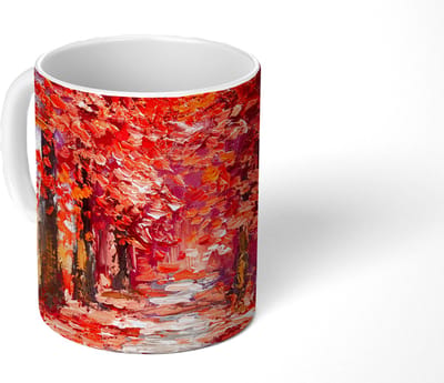 Mok - Koffiemok - Schilderij - Bomen - Herfst - Olieverf - Mokken - 350 ML - Beker - Koffiemokken - Theemok