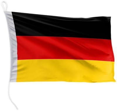 bootvlag Duitsland 30 x 20 cm liggend formaat - 115g/m² doekgewicht - bedrukt, robuust met touw & lus, bootaccessoires motorboot