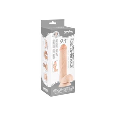 LoveToy - Sliding Skin Dildo 9.0" / 23 cm (Ø 4 CM) - Nude