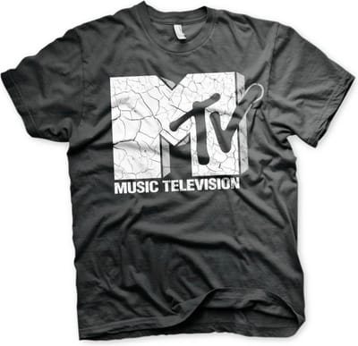 MTV Heren Tshirt -S- Cracked Logo Zwart