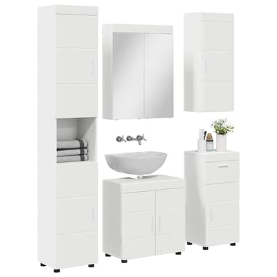 vidaXL - Badkamermeubel - Set - TULUM - 5 - st - Wit - 60 - x - 34 - x - 63 - cm - Bewerkt - hout