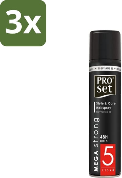 3 x Proset - Haarspray - Mega Strong - 48 uur Werking - 300 ml - Haarspray - 48 Uur Hold - Mega Strong - Volume - Gezond Haar