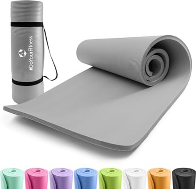 #DoYourFitness dikke yoga mat perfect voor pilates, aerobics, yoga - Yamuna - non-slip, slijtvast - 183 x 61 x 1,5 cm - grijs
