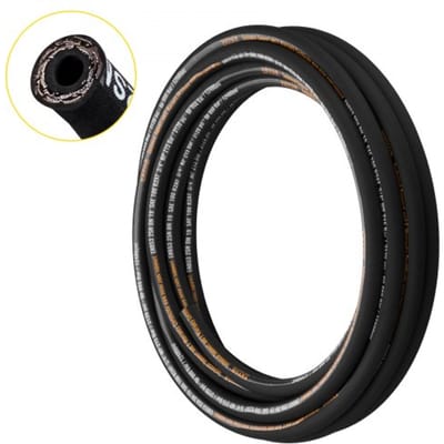 VEVOR hydraulische slang 1,9 cm x 15,2 m, opgerolde hydraulische slang 3120 PSI, rubberen hydraulische slang met 2 strengen van hoogwaardig staaldraad, hydraulische slang op rol -20 ℃ tot 140 ℃