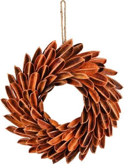 Dekoratief | Krans m/herfstbladeren, oranje, 28x28x5cm | A225482
