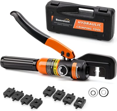 Hydraulische Krimptang - Krimptang Set - Elektrisch Werk - 9 Vormen Inclusief - 4-70 mm² - Oranje