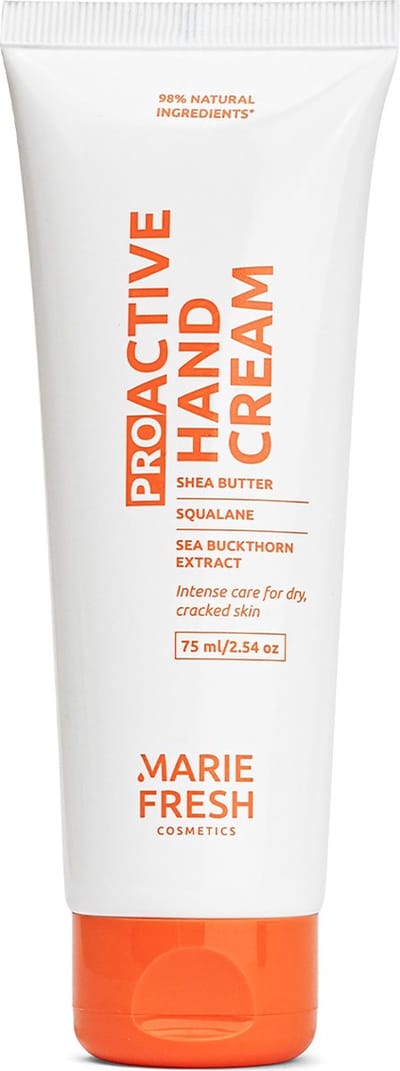 Marie Fresh Cosmetics Proactive hand cream - Handcreme droge handen - Hydraterend creme - Sheya Boter - Vitamine E en C - Natuurlijke crème - 100 ml