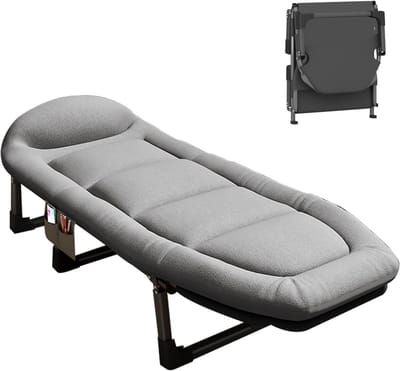 Opvouwbaar campingbed - Camping cot ligstoel - Ontspannen buiten - 6 standen verstelbaar - 180x65x32cm - Grijs