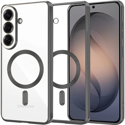 Hoesje geschikt voor Samsung Galaxy S26 - Techsuit Luxury Crystal Back Cover - Geschikt voor MagSafe - Transparant/Zwart