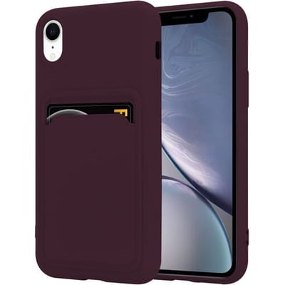 ShieldCase telefoonhoesje geschikt voor Apple iPhone Xr siliconen hoesje met pasjeshouder - aubergine - Hoesje met pasjeshouder - Shockproof - Pasjes case - Backcover Beschermhoesje Siliconen