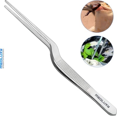 MEDLUXY® Pro - Aquarium Pincet - 20 cm - Recht - Traps Gebogen (aquarium plant, terrarium, hobby pincet)