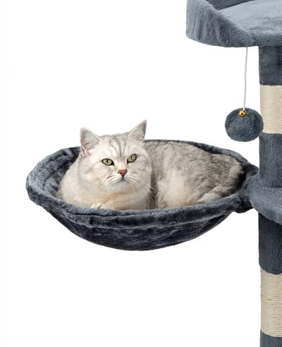 lionto Kattenmand voor krabpaal – Ø40 cm M8 bevestiging 15 cm, grijs