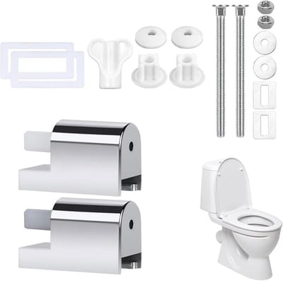 Toiletbril Scharnieren - Bevestigingen Toiletzitting - Reparatie Toilet - Soft Close Mechanisme - Universele Pasvorm - Zilver