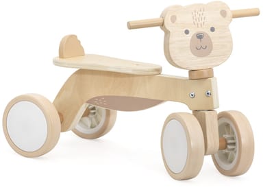 PolarB Houten Loopfiets Bruine Beer – Houten Driewieler voor Baby’s (12+ mnd) – Stevige Fiets met Veiligheidssturing