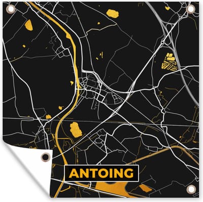 Tuin poster Antoing - Kaart - Goud - Plattegrond - Stadskaart - 200x200 cm - Tuindoek