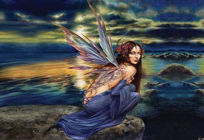 Fotobehang Fairy Sea Flowers Wings | XXXL - 416cm x 254cm | 130g/m2 Vlies
