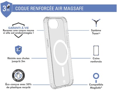 Force Case, Hoesje geschikt voor iPhone 16e AIR - Versterkt & MagSafe Compatibel 3m, Transparant
