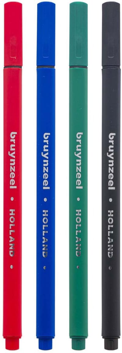 Fineliner - set 4 basis kleuren - Bruynzeel