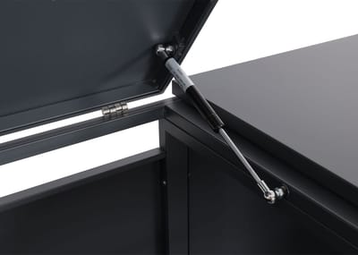 XL 4/8-persoons vuilnisbak deksel MCW-J82, vuilnisbak metaal 118kg, antraciet ~ donkerbruin kersenhout look