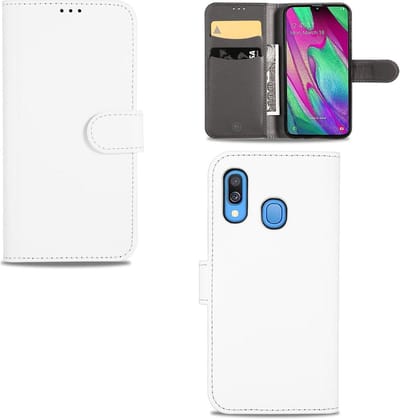 Samsung Galaxy A40 Hoesje Wit met Pasjeshouder