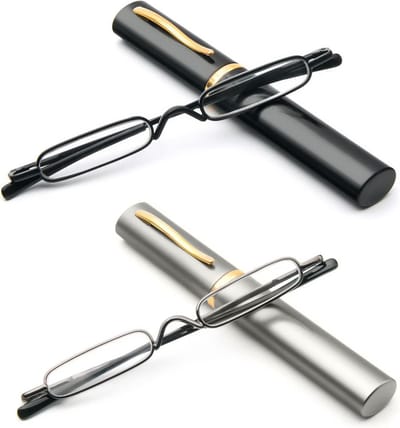 Leesbril Set - Leesbrillen Heren Dames - Comfortabel Lezen - Met Veerscharnieren - 2 Stuks - Zwart Grijs Goud Rood Paars