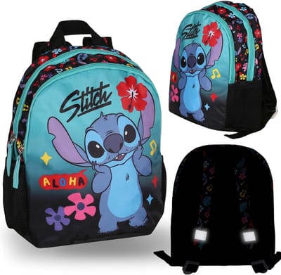 DISNEY Stitch kleurrijke kleine rugzak voor meisjes, peuter rugzak EXCITING met reflectoren 23x28x13cm