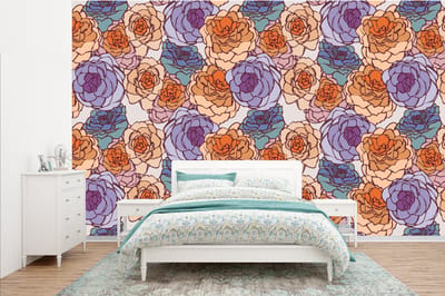 Behang - Fotobehang Patroon - Bloem - Art Nouveau - Breedte 385 cm x hoogte 240 cm
