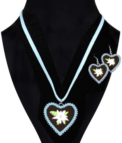 Dirndl Set Hart-Edelweiss Volwassenen Vrouwen Zwart / Blauw Oktoberfest