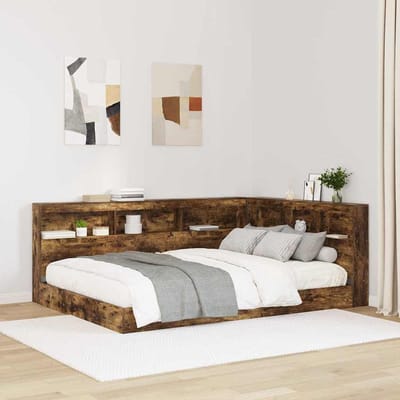 vidaXL Opberghoofdbord met plank Rook Eiken 135 cm Bewerkt hout