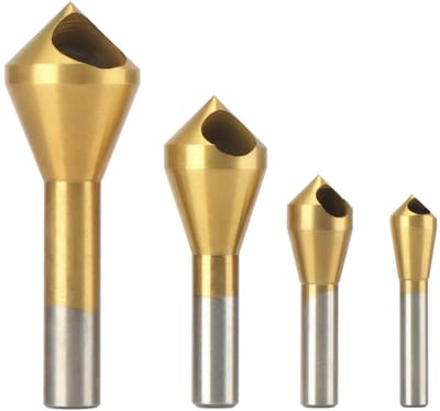 Houtfrezen - Profielfrezen - 4-delige Set HSS Conische Chamferfreesen, voor Boorhamer op Metaal/Hout