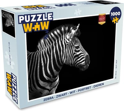 Puzzel Zebra - Zwart - Wit - Portret - Dieren - Legpuzzel - Puzzel 1000 stukjes volwassenen