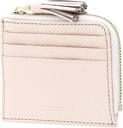 COCCINELLE Leren Kaarthoes Tassel Credit Card Holder Creamy Pink Roze