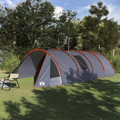 vidaXL - Tunnel - Tent - voor - 6 - Personen - 6-persoons - Grijs - en - Oranje