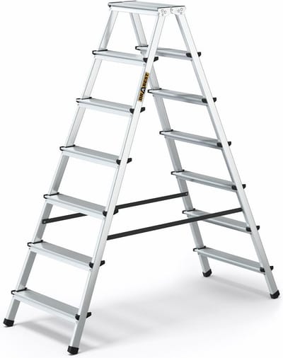 7-traps Aluminium Opvouwbare Huishoudtrap - Steiger met Werkplatform - Multifunctionele Ladder - Veiligheidsladder tot 125 kg