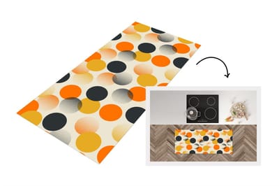 Keukenloper 120x50 cm - Keukenmat vinyl Polkadot - Design - Retro - Oranje - Keukenmatten loper - Keuken vloerkleed tapijt