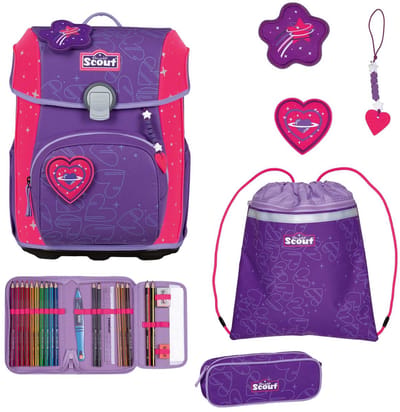 Scout schooltas Superflash Extreme Neo Set 4-delig Heartbeat paars