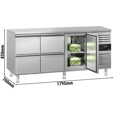 GGM Gastro Kühltisch ECO - 1795x700mm - mit 1 Tür - 4 Schubladen Zilver