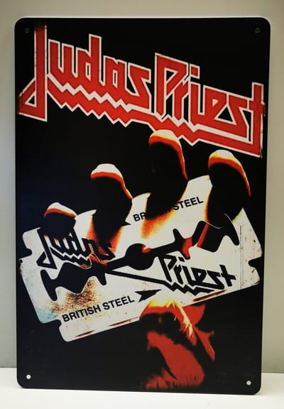 Metalen wandbord -Judas Priest - Mancave - Wand Decoratie - Metal sign - Mancave decoratie - Decoratie - Metalen borden - Tekst borden - Metalen bord