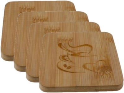 Set van 8x stuks houten vierkante glazen onderzetters 10 x 10 cm