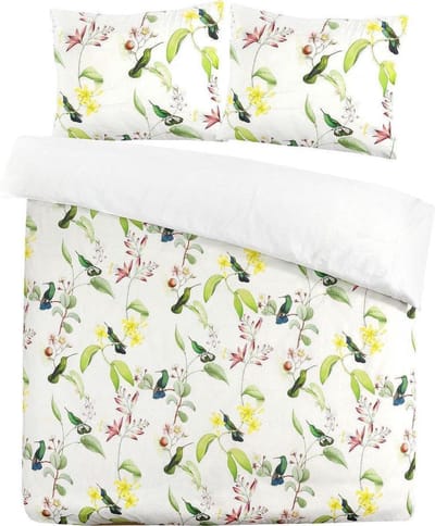 Papillon Dekbedovertrek Burung Katoen Satijn Wit Eenpersoons 140X200/220cm - Hoogwaardige Kwaliteit Super Zacht