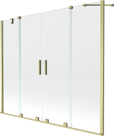 Mexen Velar Duo badwand scherm 2-delige schuif 170 x 150 , transparant, goud geborsteld - 896-170-000-02-55