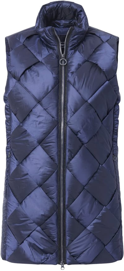 Ulla Popken - Dames - Lange doorgestikte bodywarmer Two-Tone-stiksel mouwloos - Donker lelie - Maat 58+