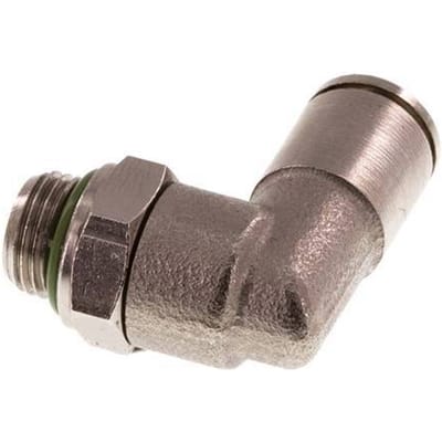 6mm x G1/8'' 90 graden L-verbinding Messing Insteekfitting Buitendraad Draaibaar FKM [2 Stuks]