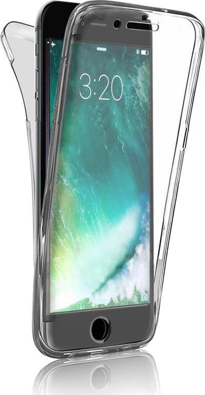 Hoesje geschikt voor Apple iPhone 8 / 7 - Volledige 360 Graden Bescherming (Voor en Achterkant) Edged Siliconen Gel TPU Case Screenprotector Transparant Cover Hoesje - (0.5mm)