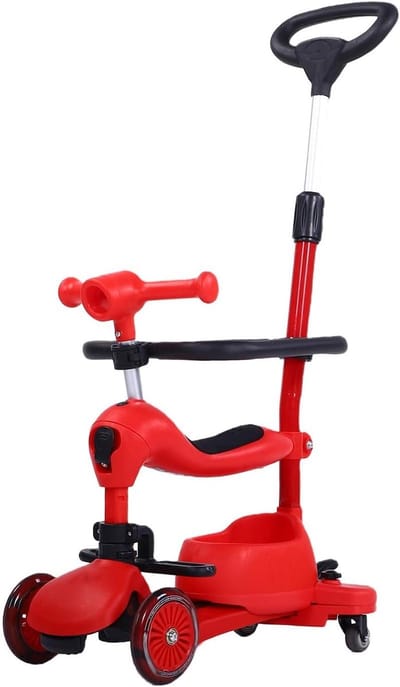 Peuterfiets 3-in-1 - Driewieler Kinderfiets - Buiten Spelen - Roterend Duwhandvat - 58 x 34 x 19.5 cm - Rood
