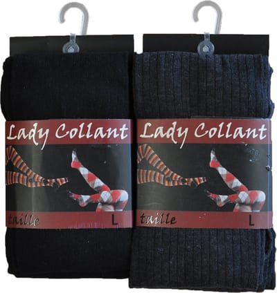 Dames collant 80% katoen- fantasie rib 112- 5 stuks- maat S/M - assortiment kleuren