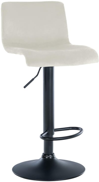 CLP Barkruk Hover - met rugleuning - verstelbaar - draaibar - metalen frame - fluweel - zwart/creme