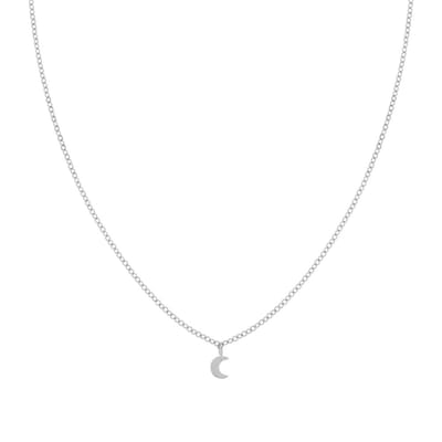 Essentialistics - Ketting textuur maantje - Volwassenen - Zilverkleur - Stainless steel (verkleurt niet) - Verlengkettinkje