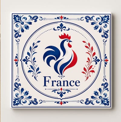 Frankrijk Decoratieve Keramische Tegel – Franse Haan Wandtegel – Blauw Wit Rood Heritage Souvenir Cadeau